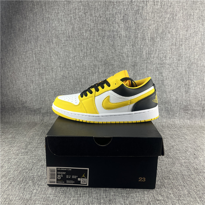 Women's Running Weapon Air Jordan 1 Black/White/Yellow Shoes 0280